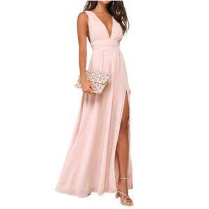 Lulus NWT Heavenly Hues Blush Maxi Dress Sz L